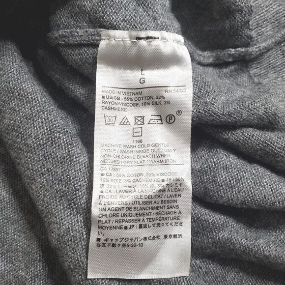 Banana Republic Mens Premium Luxe Yarn Cashmere Blend Sweater Size L Gray - Picture 10 of 10